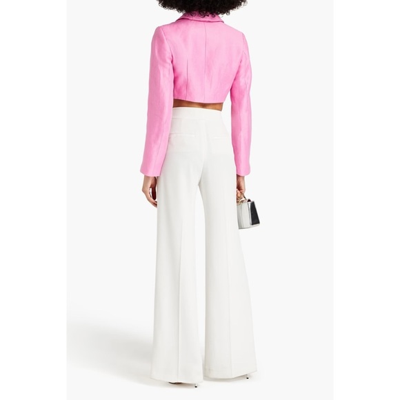 Rasario Cropped Crystal-Embellished Linen-Blend Pink Jacket EU 36 or US 4 - Picture 5 of 13